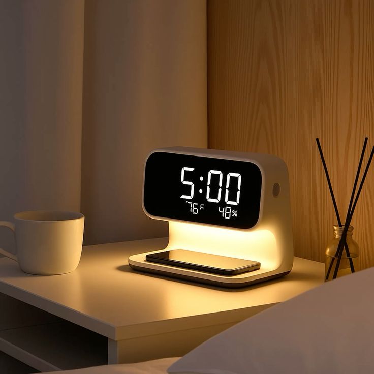 Phone placed away from bed promoting digital detox for better sleep quality