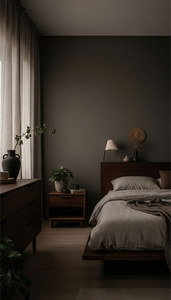 Ideal sleep environment with comfortable bedding blackout curtains and optimal temperature